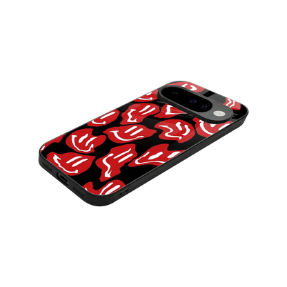 Melting Smiley stylish phone case for google pixel 10 | glossy glass and slim fit
