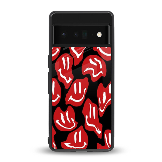Melting Smiley back phone cover | glass case for google pixel 6 pro