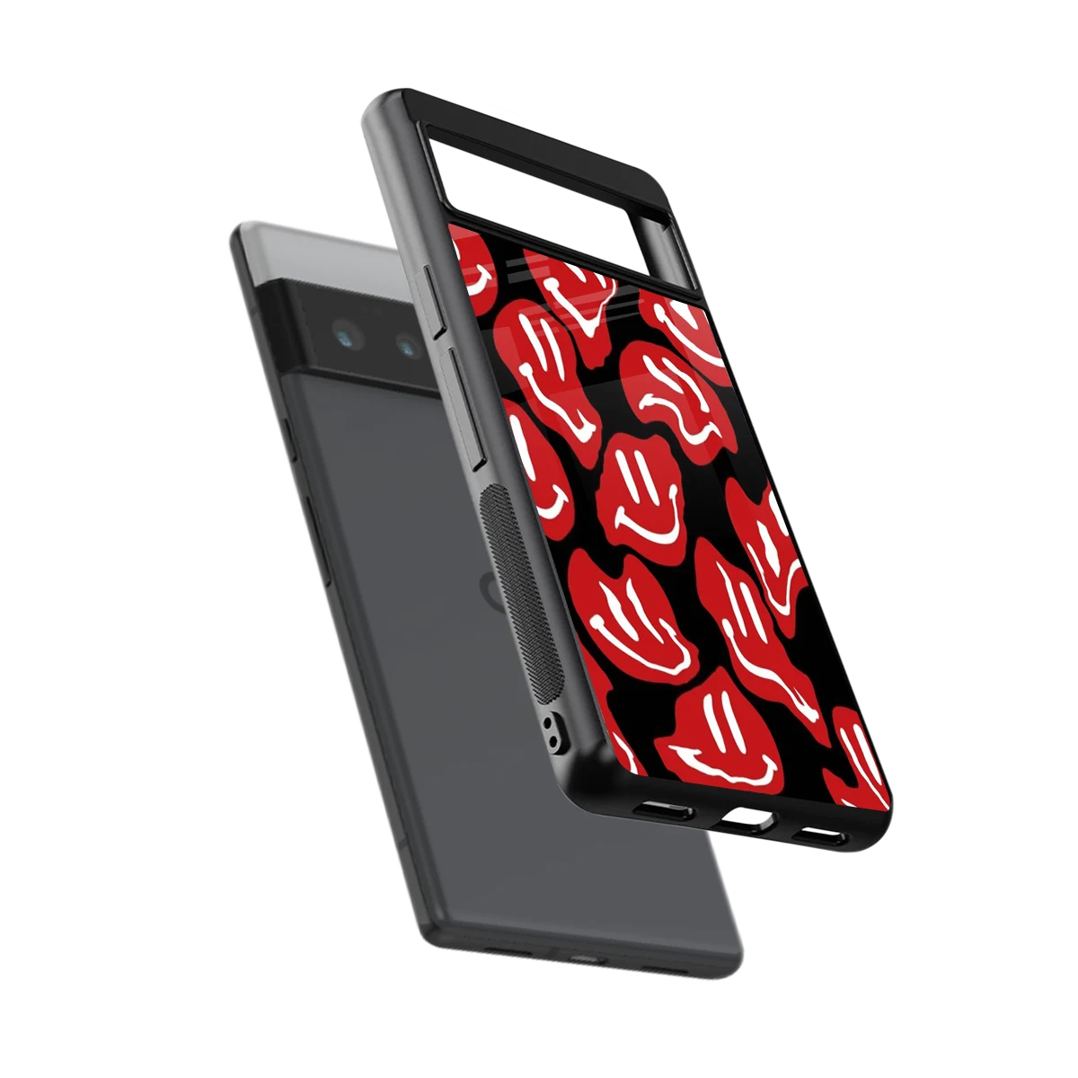 Melting Smiley sleek google pixel 6 pro cover with tempered glass back and TPU edges