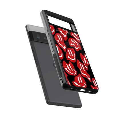 Melting Smiley sleek google pixel 6 pro cover with tempered glass back and TPU edges