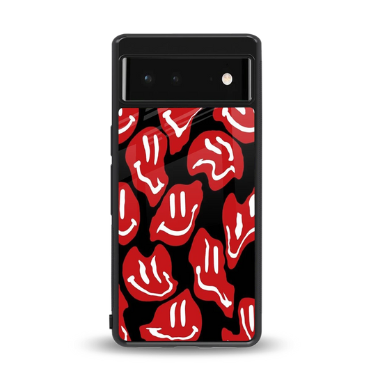 Melting Smiley back phone cover | glass case for google pixel 6a