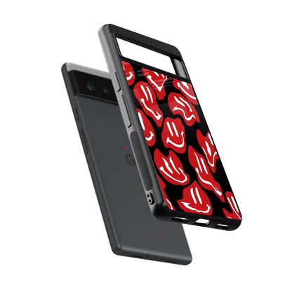 Melting Smiley sleek google pixel 6a cover with tempered glass back and TPU edges