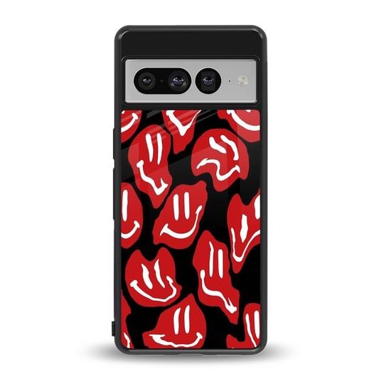 Melting Smiley back phone cover | glass case for google pixel 7 pro
