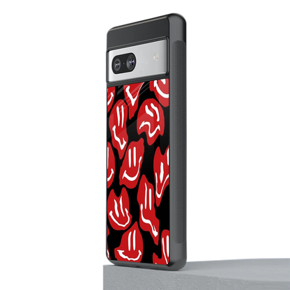 Melting Smiley stylish phone case for google pixel 7a | glossy glass and slim fit