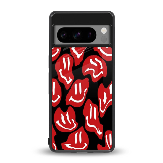 Melting Smiley back phone cover | glass case for google pixel 8 pro