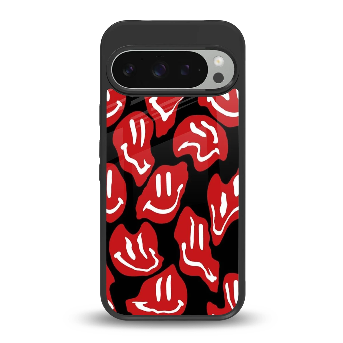 Melting Smiley back phone cover | glass case for google pixel 9 pro xl