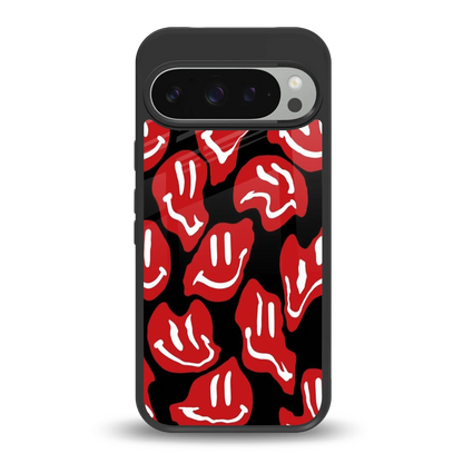 Melting Smiley back phone cover | glass case for google pixel 9 pro xl