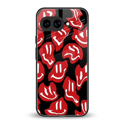 Melting Smiley back phone cover | glass case for google pixel 9a