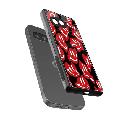 Melting Smiley sleek google pixel 9a cover with tempered glass back and TPU edges