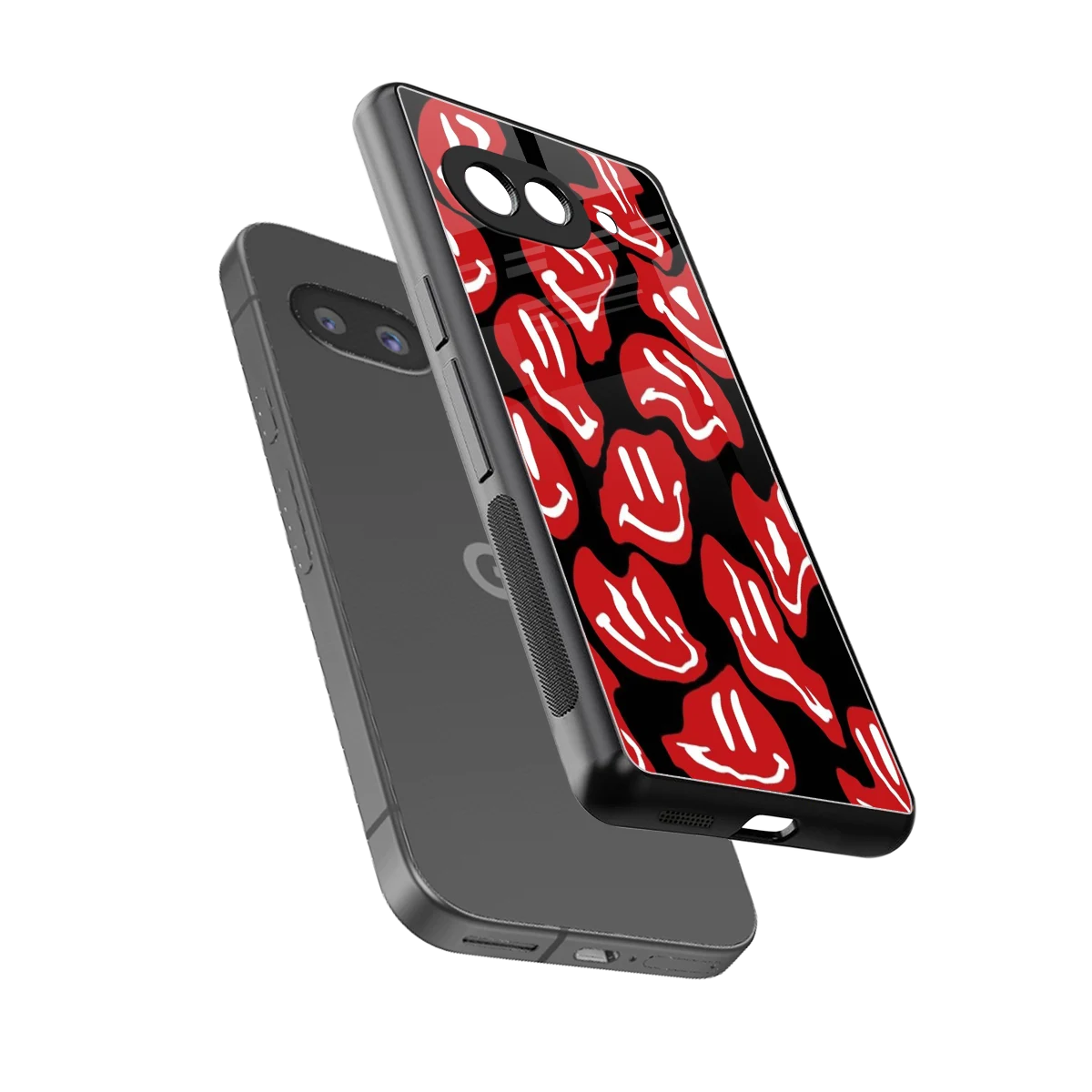Melting Smiley sleek google pixel 10a cover with tempered glass back and TPU edges