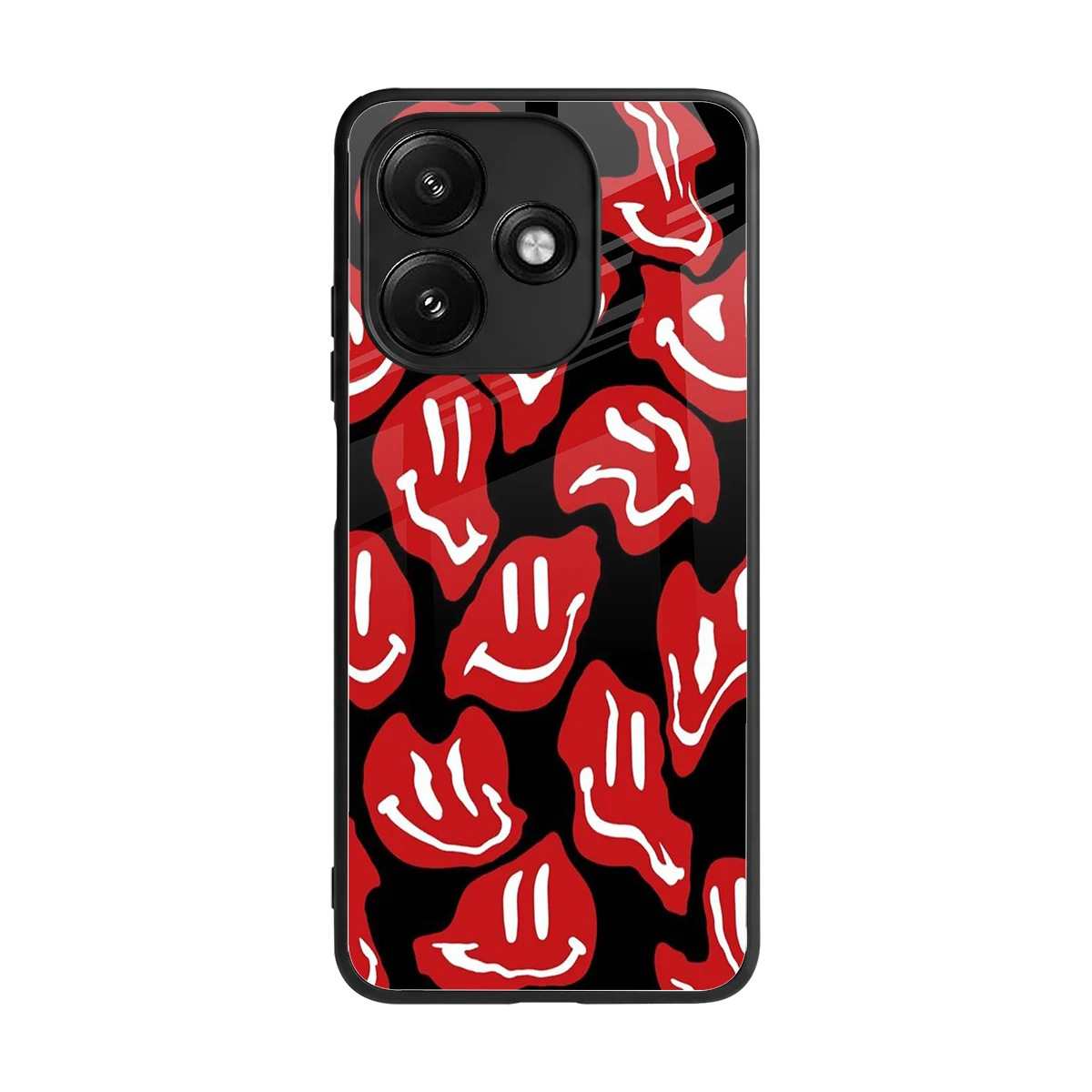Melting Smiley back phone cover | glass case for redmi 12 5g