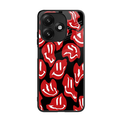 Melting Smiley back phone cover | glass case for redmi 12 5g