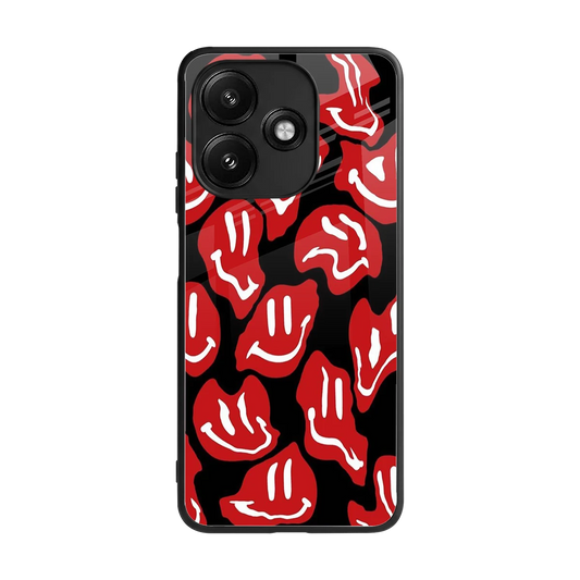Melting Smiley back phone cover | glass case for redmi 12 5g