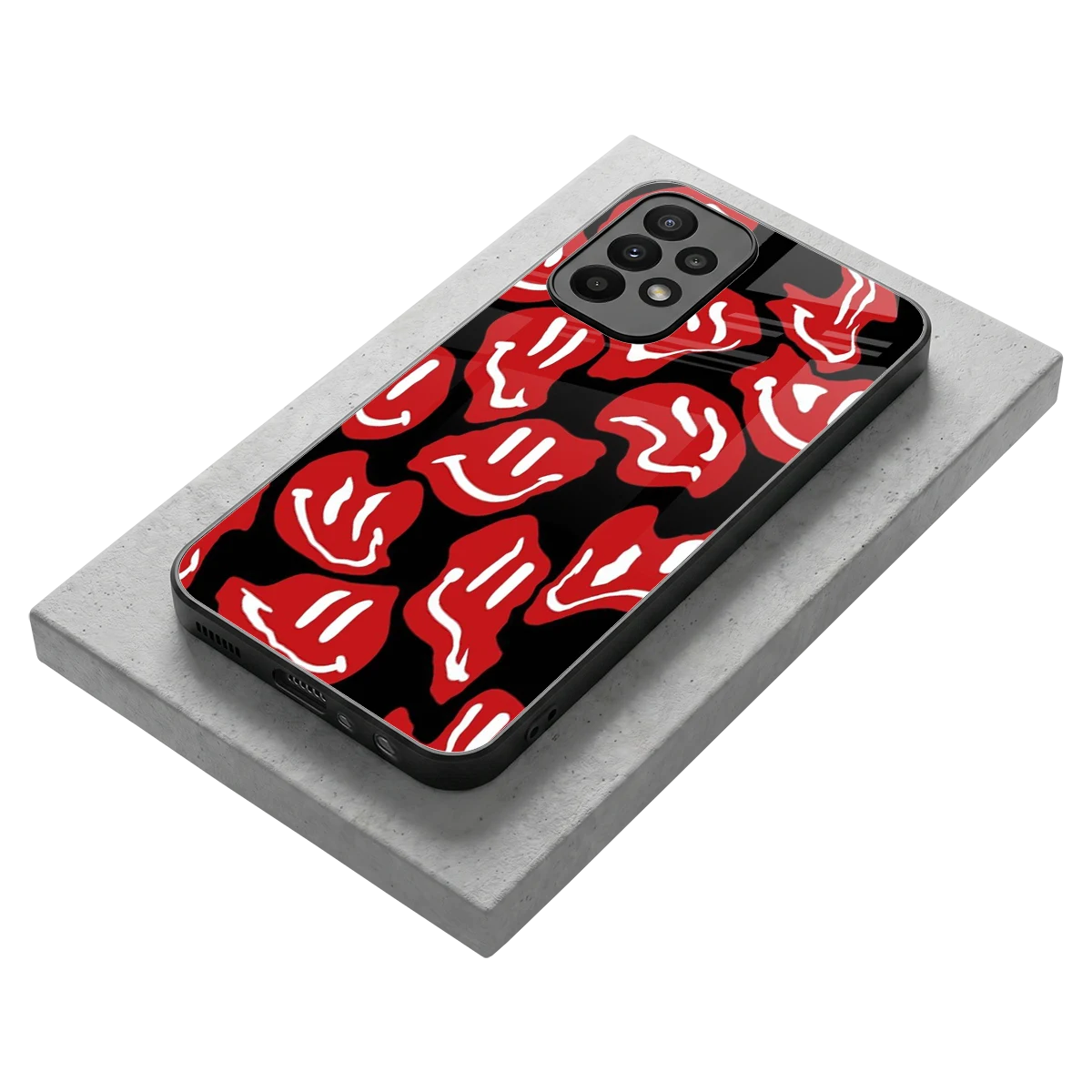 Melting Smiley stylish phone case for samsung galaxy a23 | glossy glass and slim fit