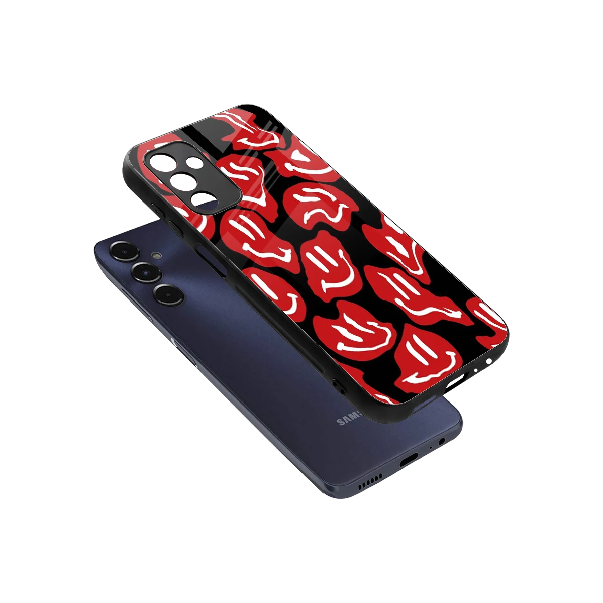 Melting Smiley sleek samsung galaxy m14 5g cover with tempered glass back and TPU edges