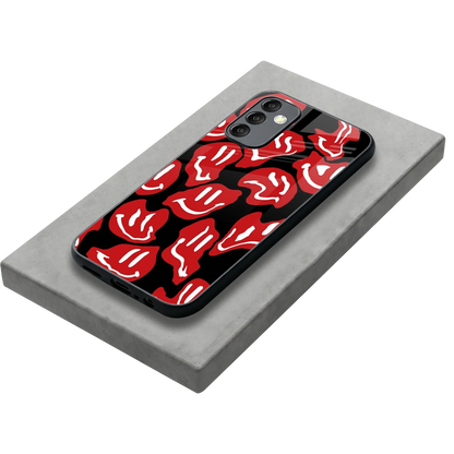 Melting Smiley stylish phone case for samsung galaxy m14 5g | glossy glass and slim fit