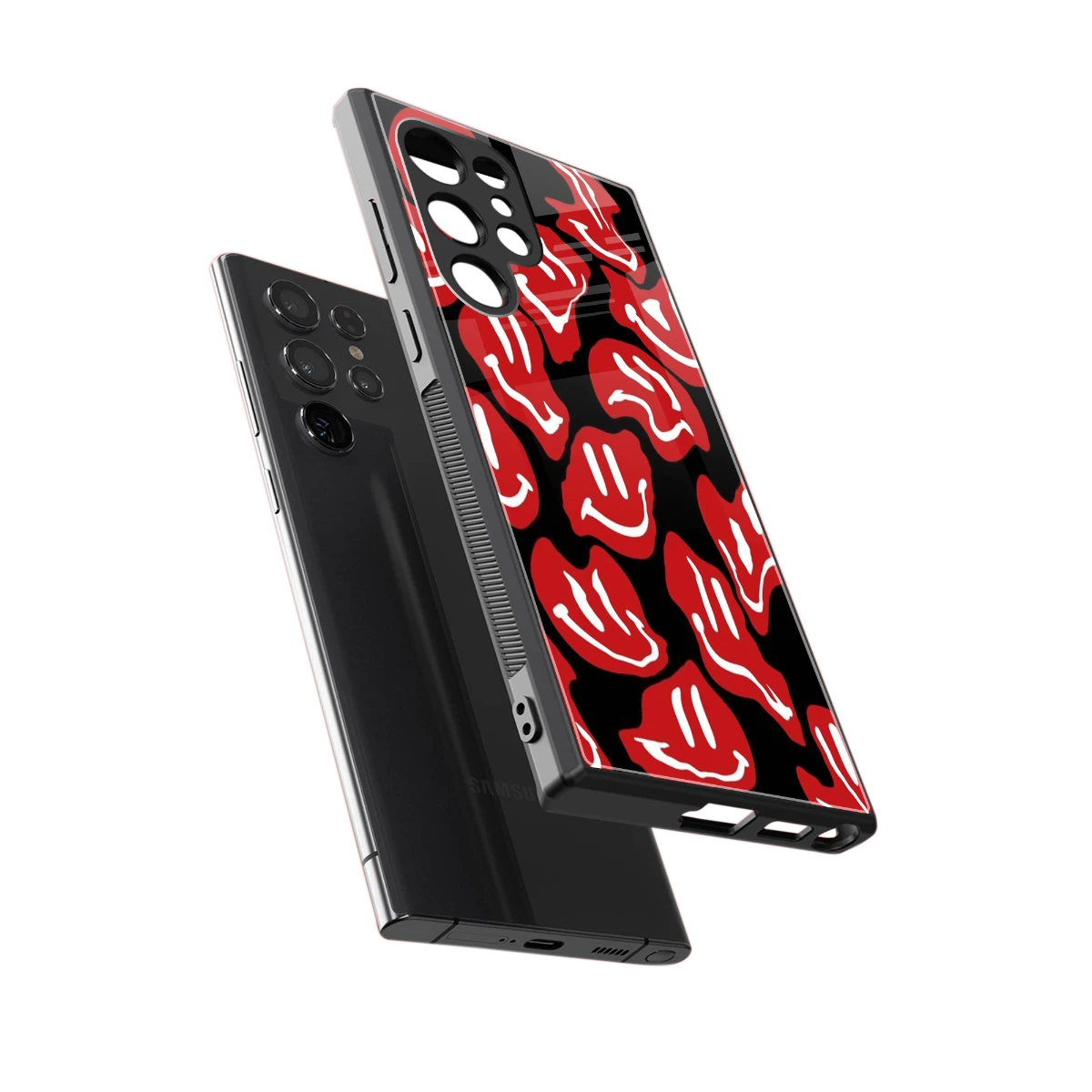 Melting Smiley sleek samsung galaxy s23 ultra cover with tempered glass back and TPU edges