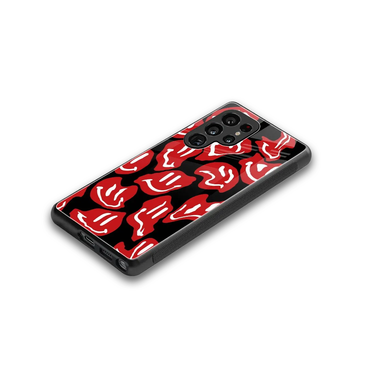 Melting Smiley stylish phone case for samsung galaxy s25 ultra | glossy glass and slim fit