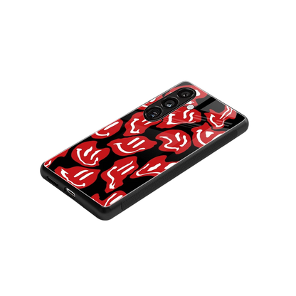 Melting Smiley stylish phone case for samsung galaxy s25 | glossy glass and slim fit