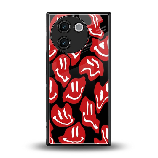 Melting Smiley back phone cover | glass case for vivo v30e