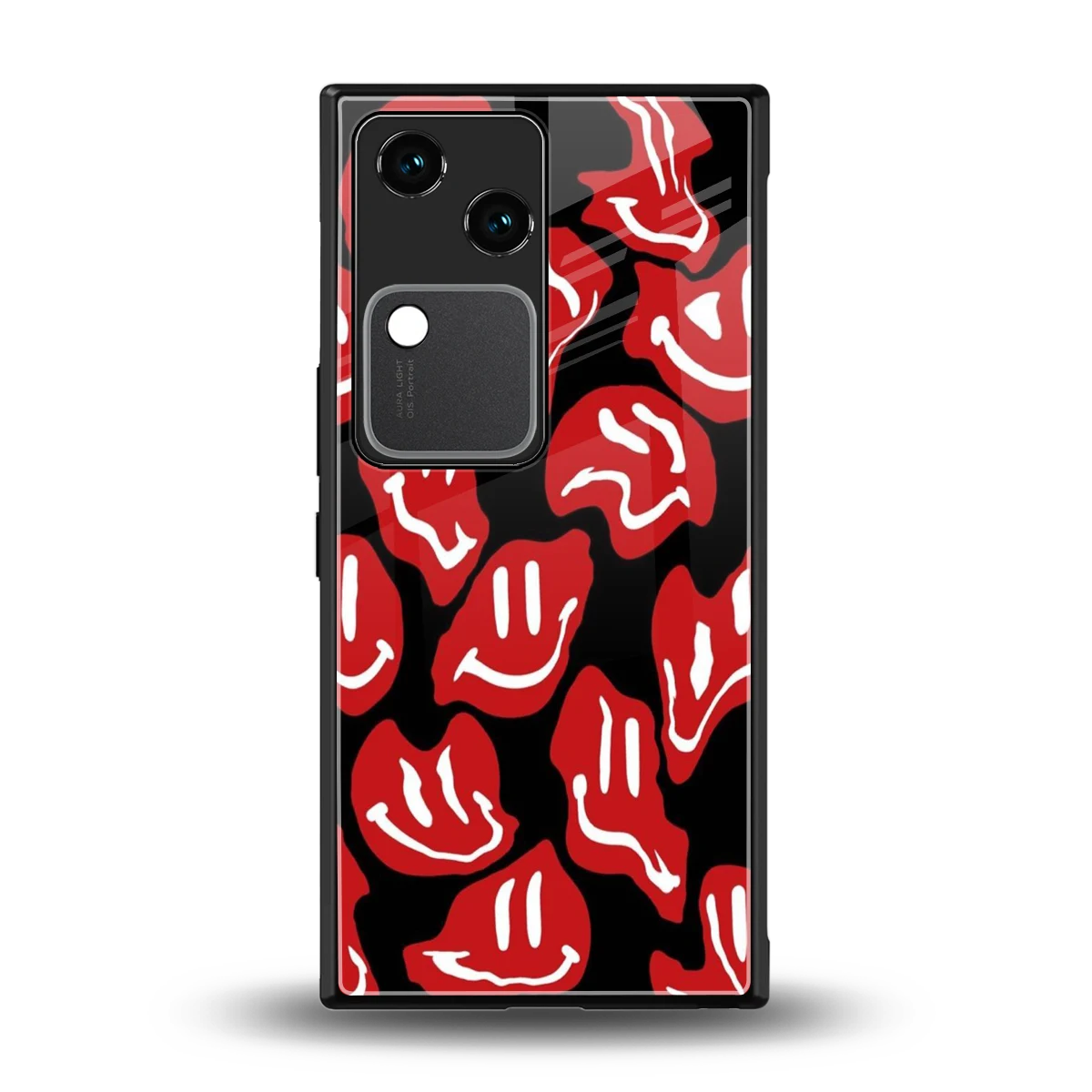 Melting Smiley back phone cover | glass case for vivo v30