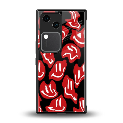 Melting Smiley back phone cover | glass case for vivo v30