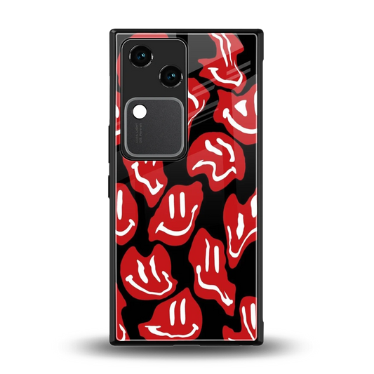 Melting Smiley back phone cover | glass case for vivo v30