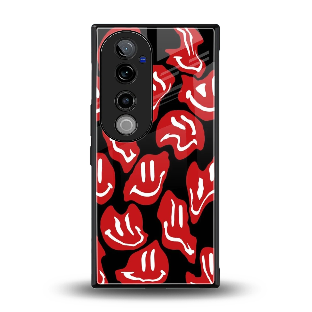 Melting Smiley back phone cover | glass case for vivo v40 pro