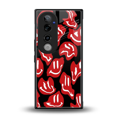 Melting Smiley back phone cover | glass case for vivo v40 pro