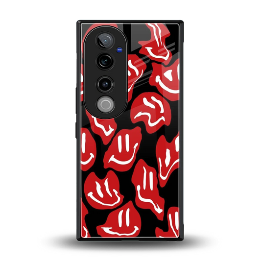 Melting Smiley back phone cover | glass case for vivo v40 pro