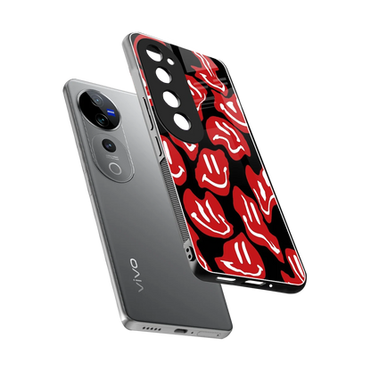 Melting Smiley sleek vivo v40 pro cover with tempered glass back and TPU edges