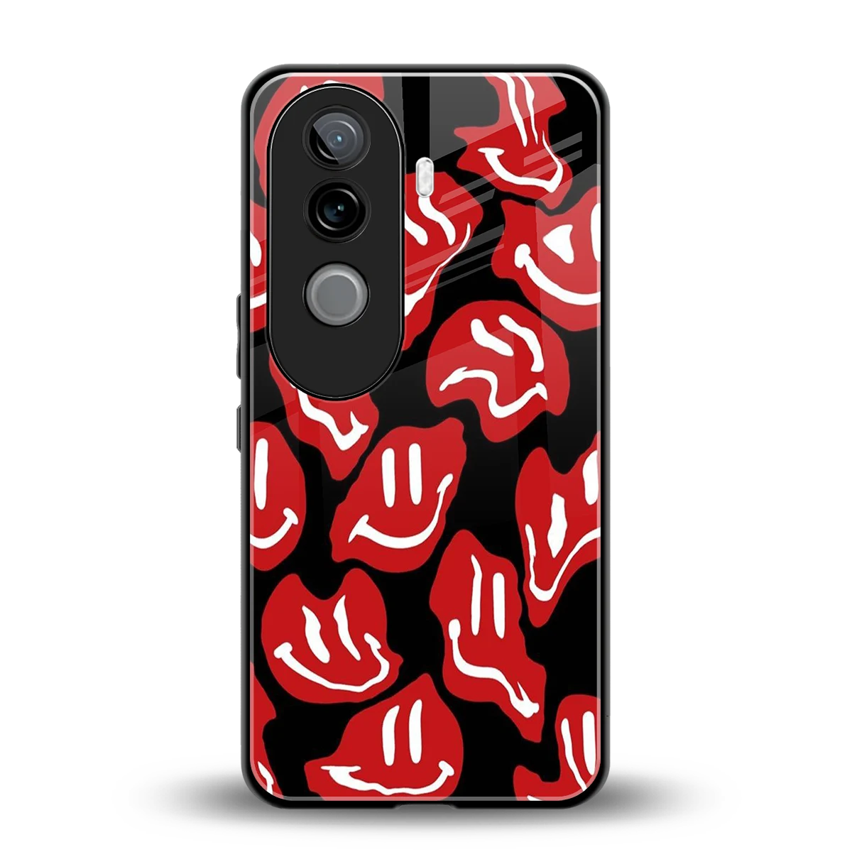 Melting Smiley back phone cover | glass case for vivo v40e