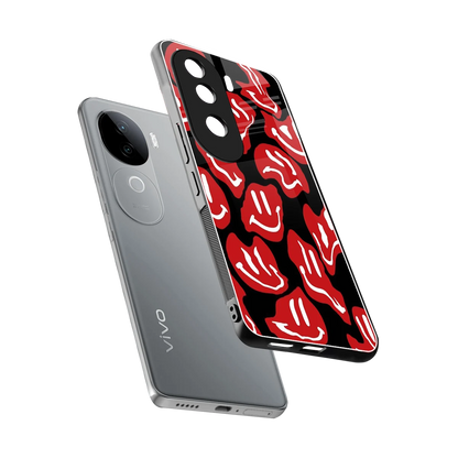 Melting Smiley sleek vivo v40e cover with tempered glass back and TPU edges