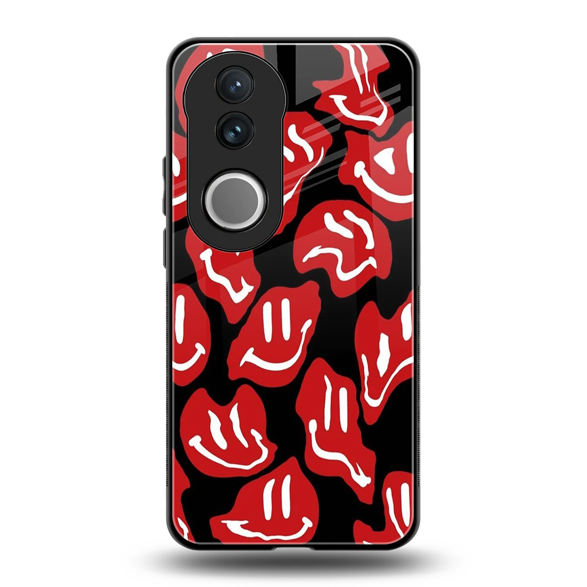 Melting Smiley back phone cover | glass case for vivo v50
