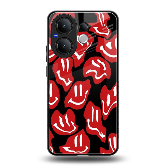 Melting Smiley back phone cover | glass case for vivo v60