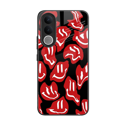 Melting Smiley back phone cover | glass case for vivo v70 fe