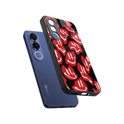 Melting Smiley sleek vivo v70 fe cover with tempered glass back and TPU edges