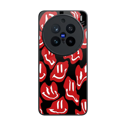 Melting Smiley back phone cover | glass case for vivo x200 pro