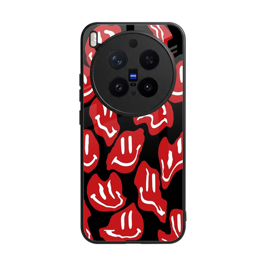 Melting Smiley back phone cover | glass case for vivo x300 pro
