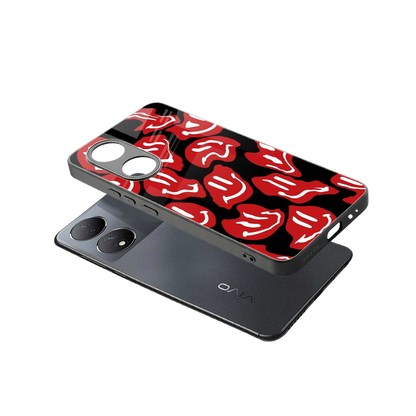 Melting Smiley sleek Vivo-y100 cover with tempered glass back and TPU edges