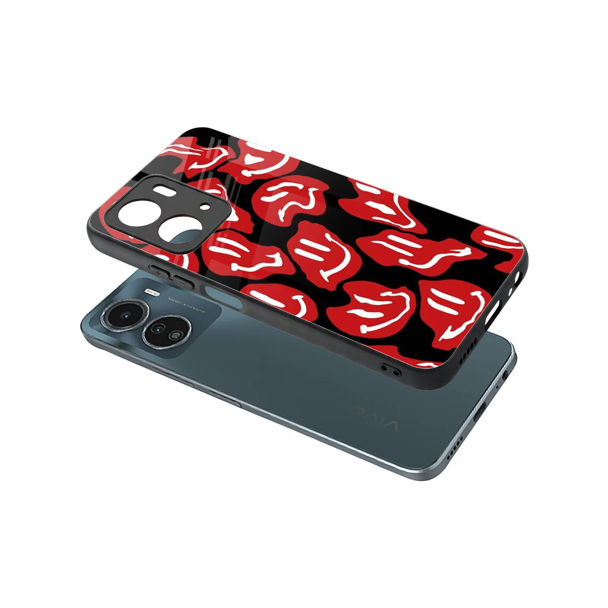 Melting Smiley sleek vivo y16 cover with tempered glass back and TPU edges