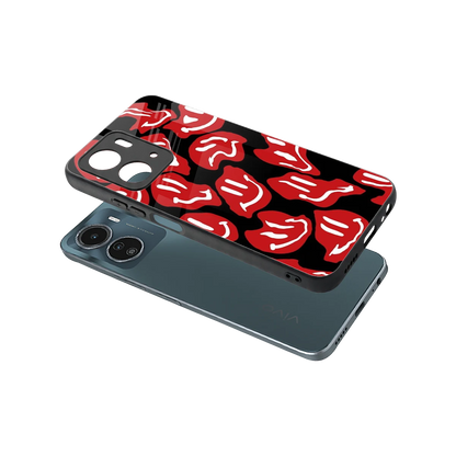 Melting Smiley sleek vivo y16 cover with tempered glass back and TPU edges