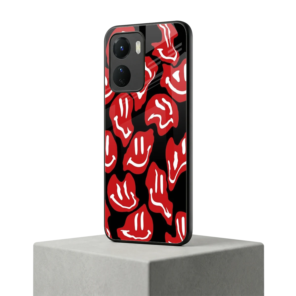 Melting Smiley vivo y16 mobile cover | shockproof glass phone case
