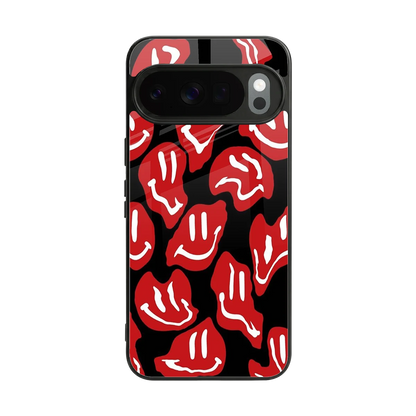 Melting Smiley back phone cover | glass case for google pixel 10 pro