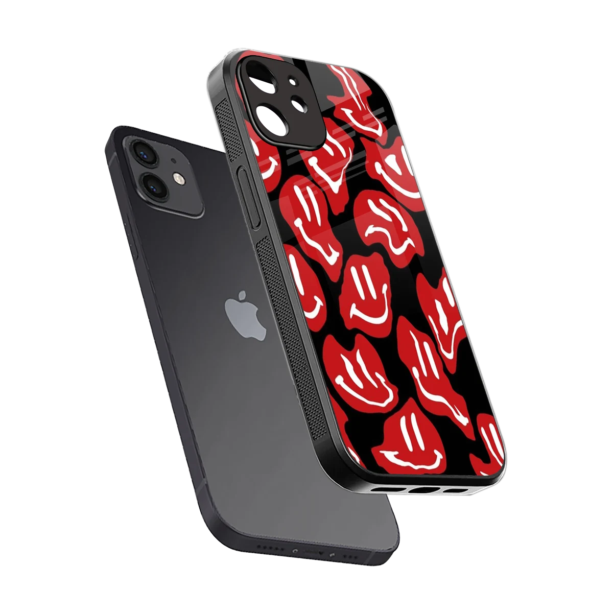 Melting Smiley sleek iphone 12 cover with tempered glass back and TPU edges