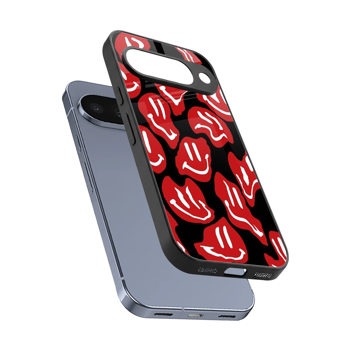 Melting Smiley sleek google pixel 10 cover with tempered glass back and TPU edges