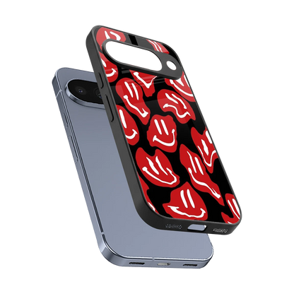 Melting Smiley sleek google pixel 10 cover with tempered glass back and TPU edges
