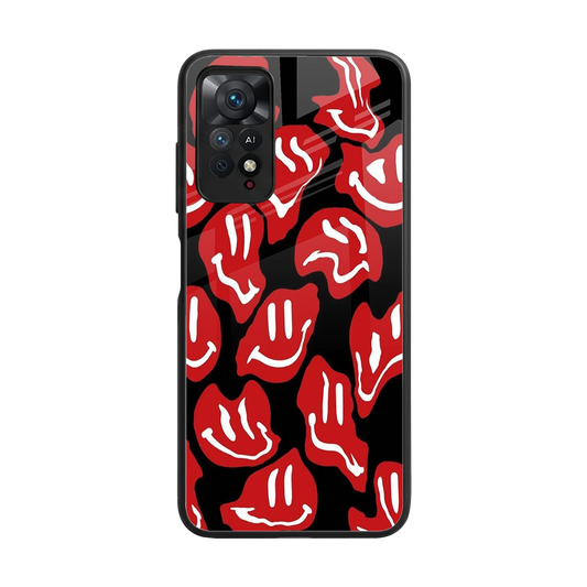 Melting Smiley back phone cover | glass case for redmi note 11 pro