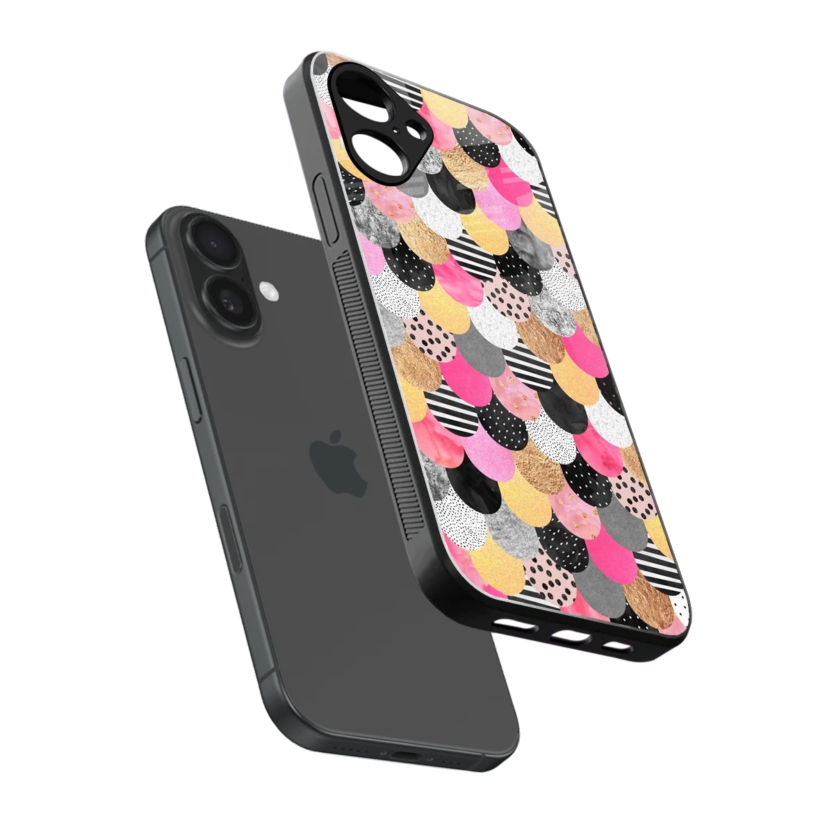 Mermaid Glow sleek iPhone 16 cover with tempered glass back and TPU edges