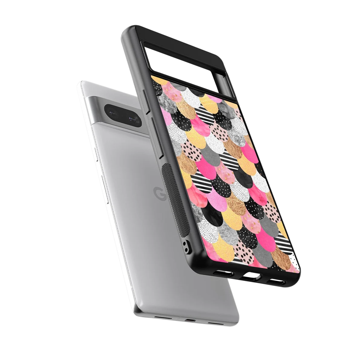 Mermaid Glow sleek google pixel 7a cover with tempered glass back and TPU edges